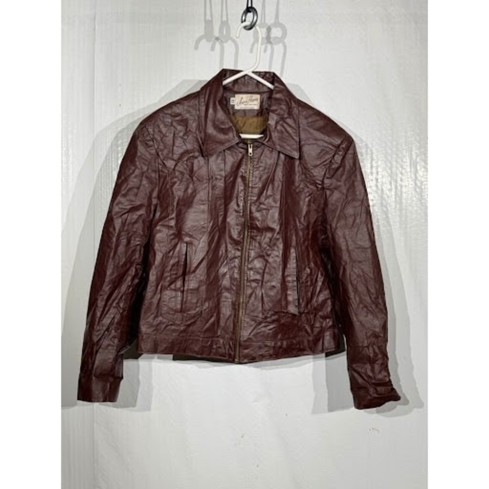 Vintage Jean Pierre Brown Leather Jacket Mens 44 Bomber Made in Argentina